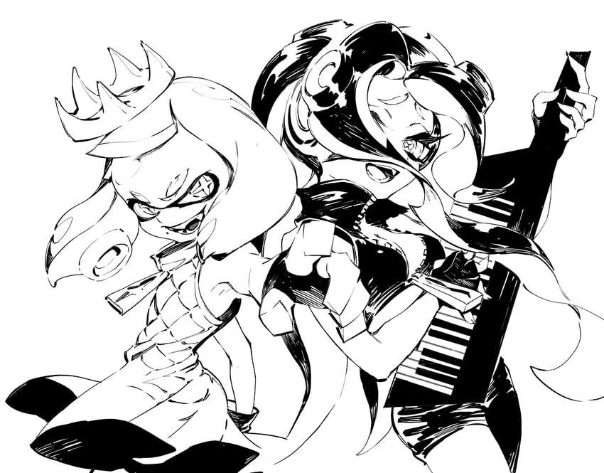marina and pearl (splatoon and 1 more) drawn by wadanaka