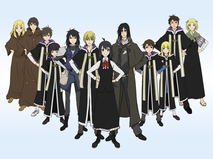 orphen, cleo everlastin, majic lin, uys els ito egum ed gorgon, ratsbane finrandi, and 7 more (majutsushi orphen and 1 more) drawn by yuuki_(yuuki333)