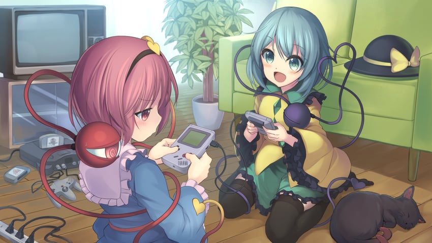 komeiji koishi, komeiji satori, and kaenbyou rin (touhou and 1 more) drawn by janne_cherry