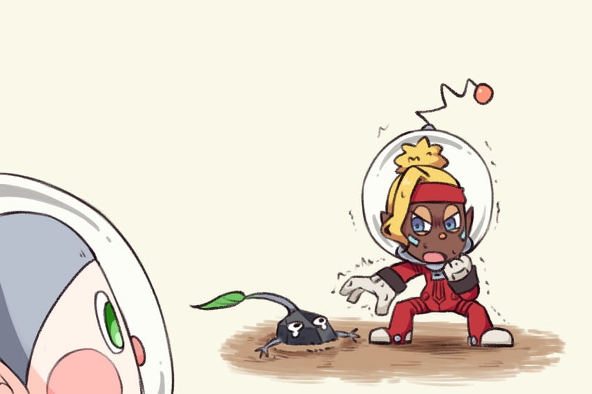 rock pikmin, shepherd, and collin (pikmin and 1 more) drawn by nuru_nuru_3