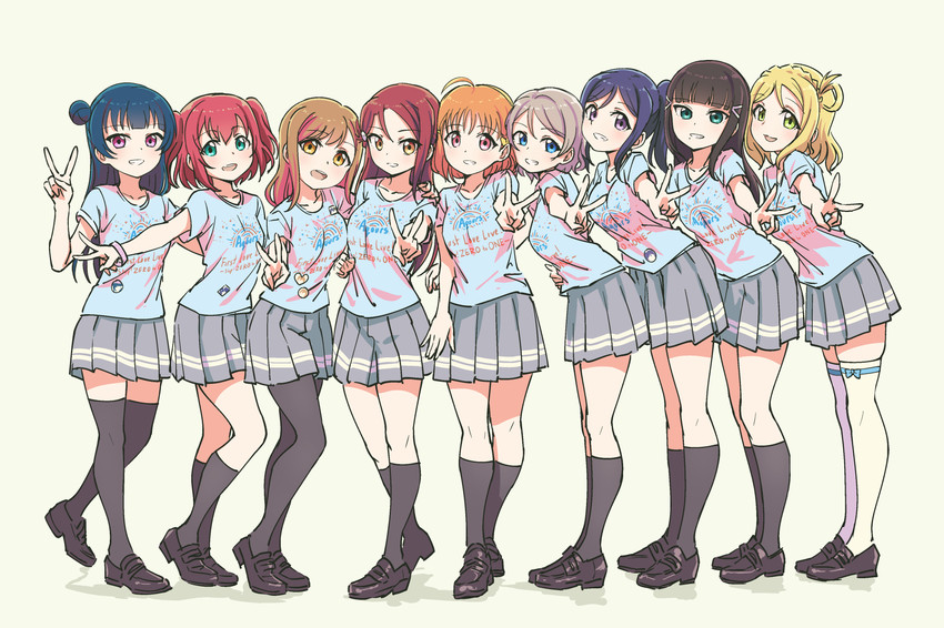 watanabe you, tsushima yoshiko, sakurauchi riko, takami chika, matsuura kanan, and 13 more (love live! and 1 more) drawn by pas_(paxiti)