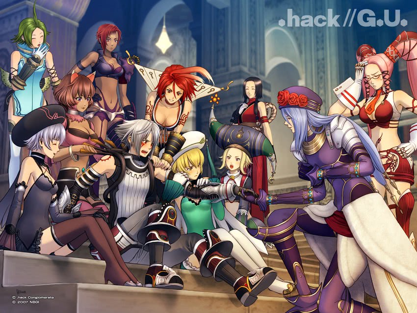 haseo, alkaid, atoli, pi, shino, and 6 more (.hack// and 2 more) drawn by biwa_(illustrator)