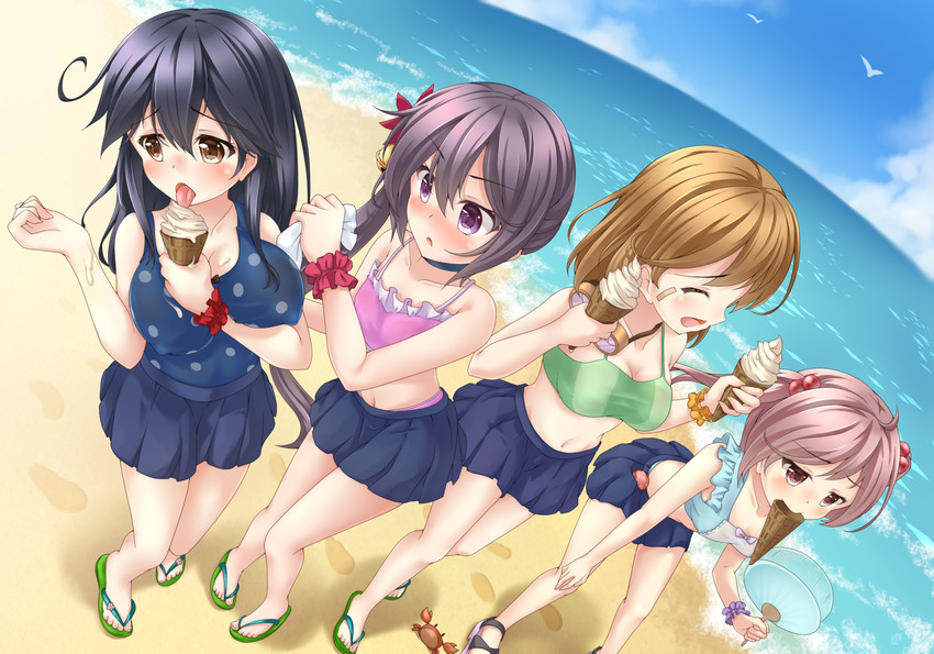 ushio, akebono, sazanami, and oboro (kantai collection) drawn by utahane
