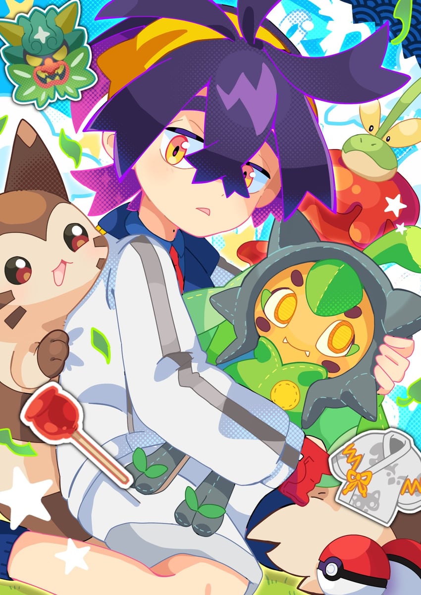 kieran, furret, ogerpon, and dipplin (pokemon and 1 more) drawn by sowao.