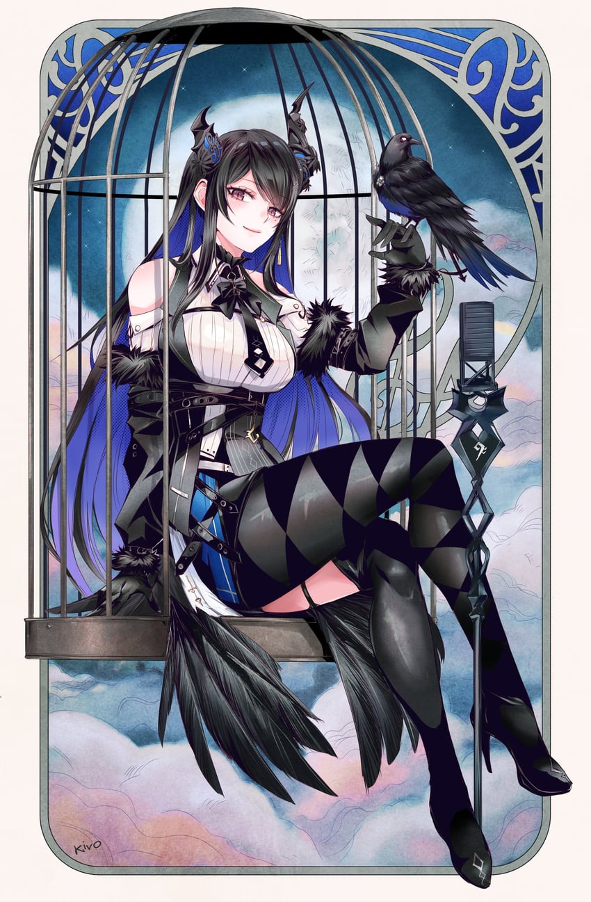 nerissa ravencroft and shadow (hololive and 1 more) drawn by kivo