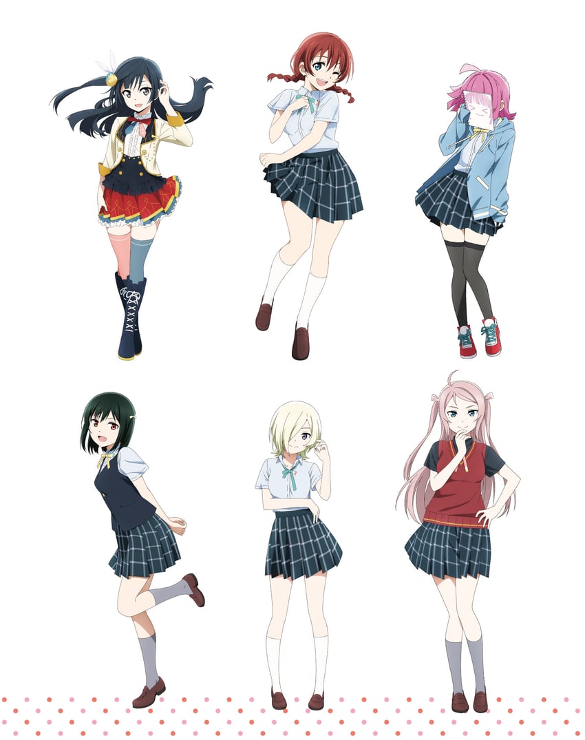 yuki setsuna, tennoji rina, emma verde, mifune shioriko, zhong lanzhu, and 1 more (love live! and 1 more) drawn by yokota_takumi