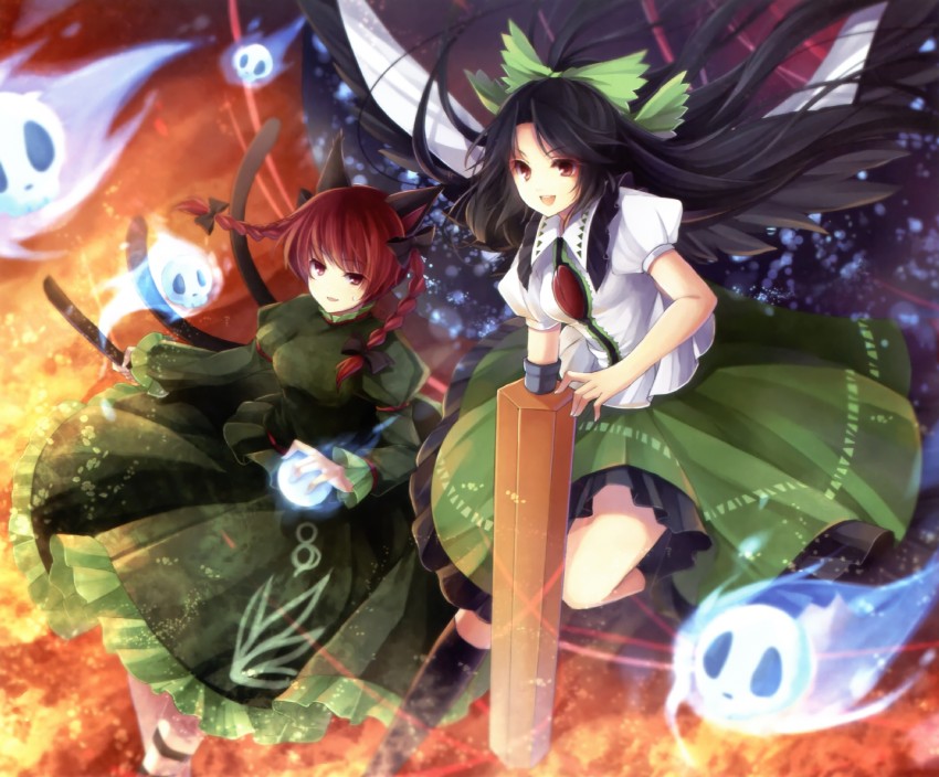 kaenbyou rin and reiuji utsuho (touhou) drawn by hagiwara_rin