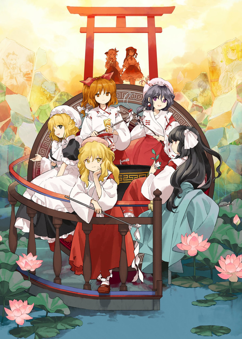 jacket girl, label girl, satsuki rin, girl who trained on mt. haku, hourai girl, and 6 more (touhou and 1 more) drawn by kaigen_1025