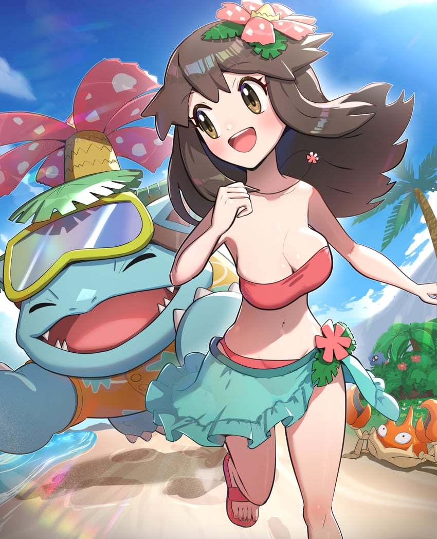 leaf, venusaur, and krabby (pokemon and 1 more) drawn by gonzarez