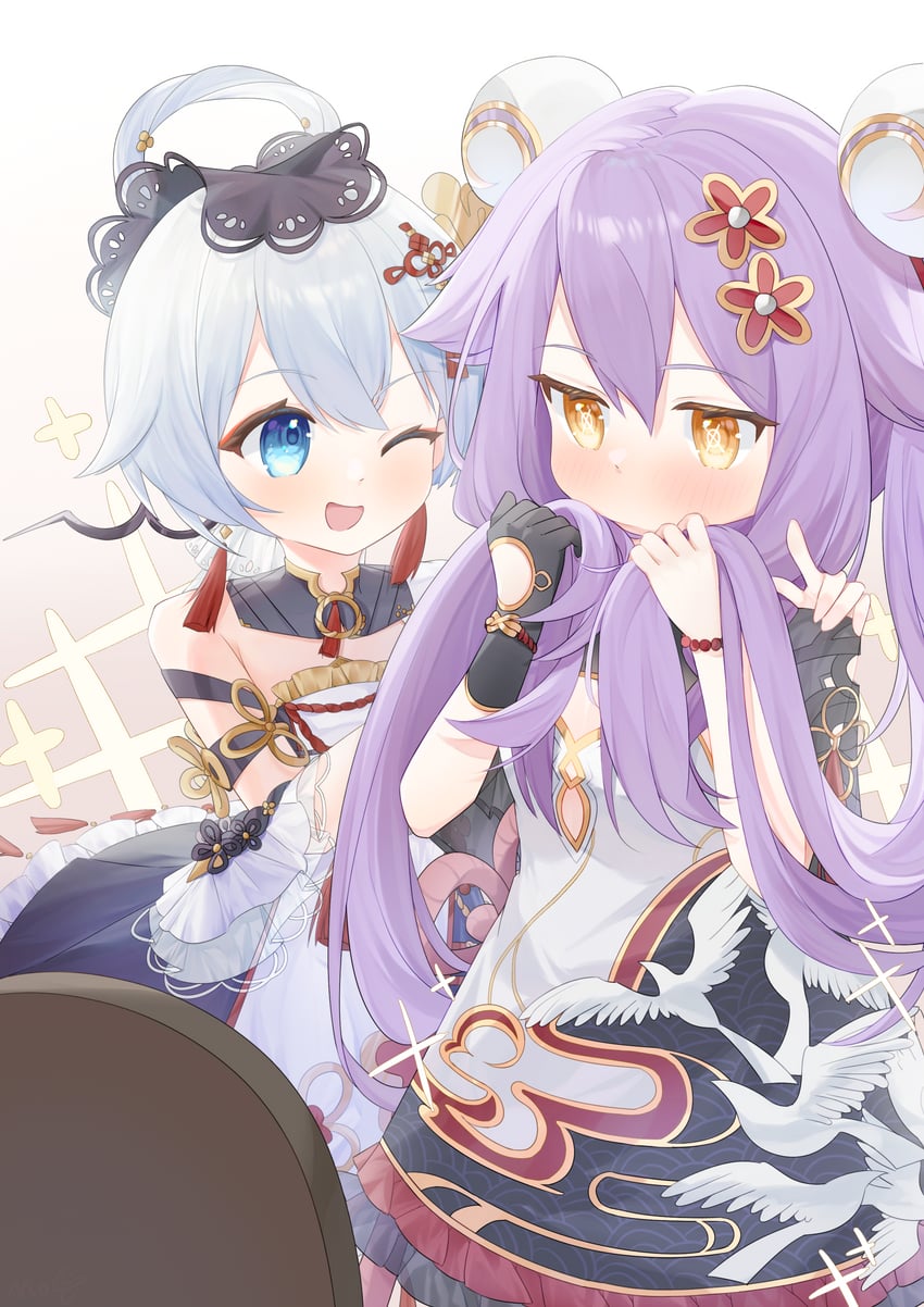 theresa apocalypse, sirin, and zhuge kongming (honkai and 1 more) drawn by mogu_kinoko