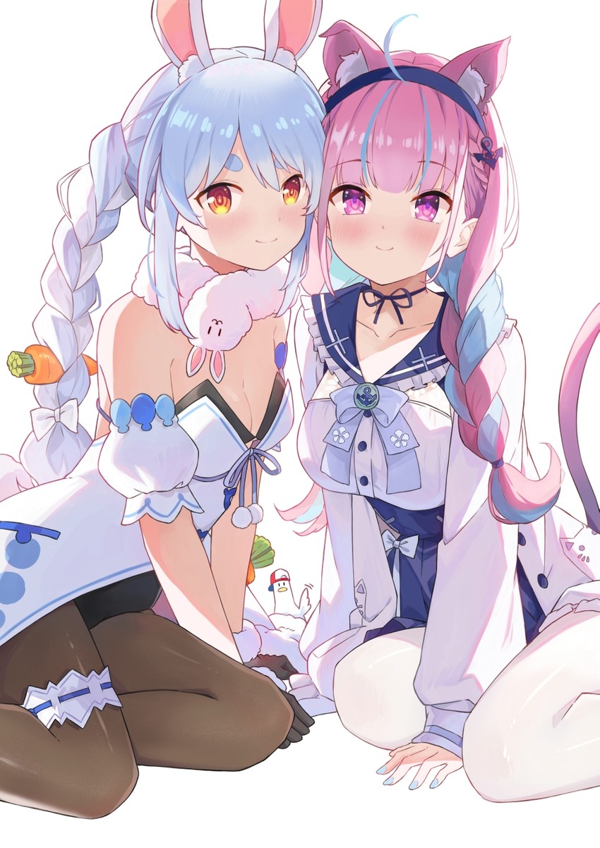 usada pekora, minato aqua, don-chan, and subaru duck (hololive) drawn by nuebunny
