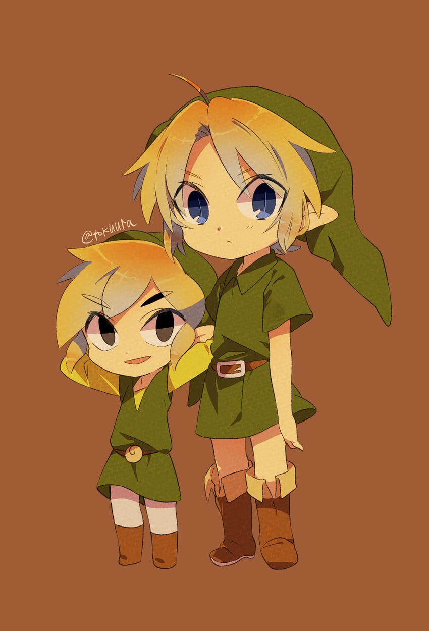 link, toon link, and young link (the legend of zelda and 2 more) drawn by tokuura