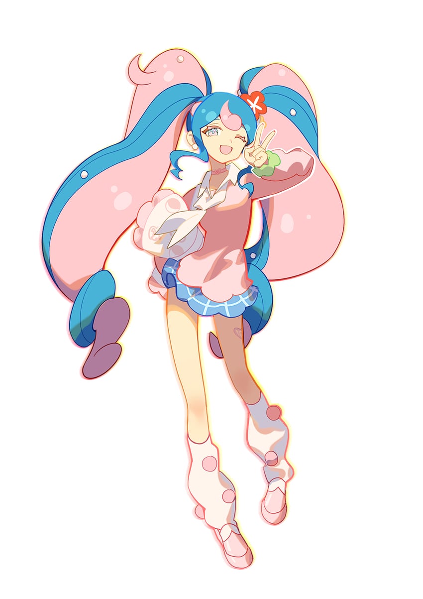 hatsune miku and fairy miku (pokemon and 2 more) drawn by indai_(3330425)