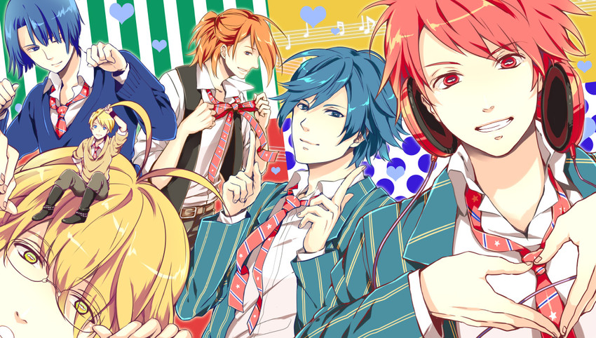 kurusu shou, shinomiya natsuki, ichinose tokiya, ittoki otoya, hijirikawa masato, and 1 more (uta no prince-sama) drawn by takanashi_beniko