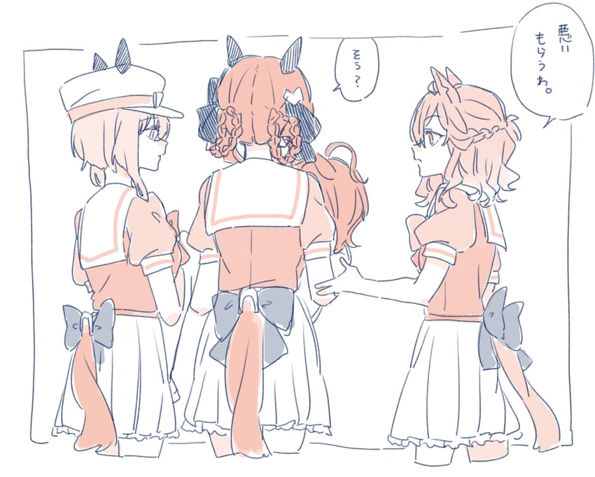 agnes tachyon, cheval grand, gentildonna, and jungle pocket (umamusume) drawn by seila_rei
