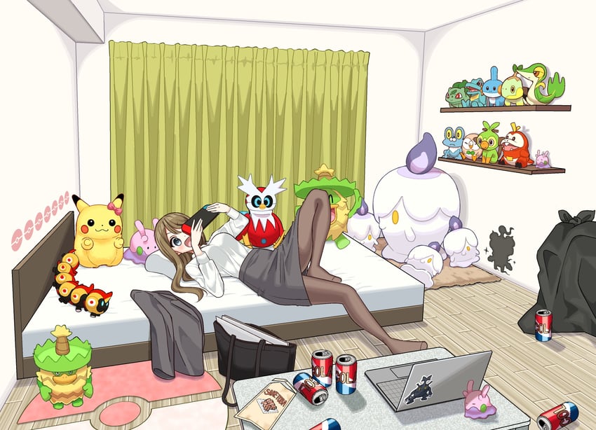 pikachu, rowlet, bulbasaur, snivy, mudkip, and 12 more (original and 1 more) drawn by momeox2