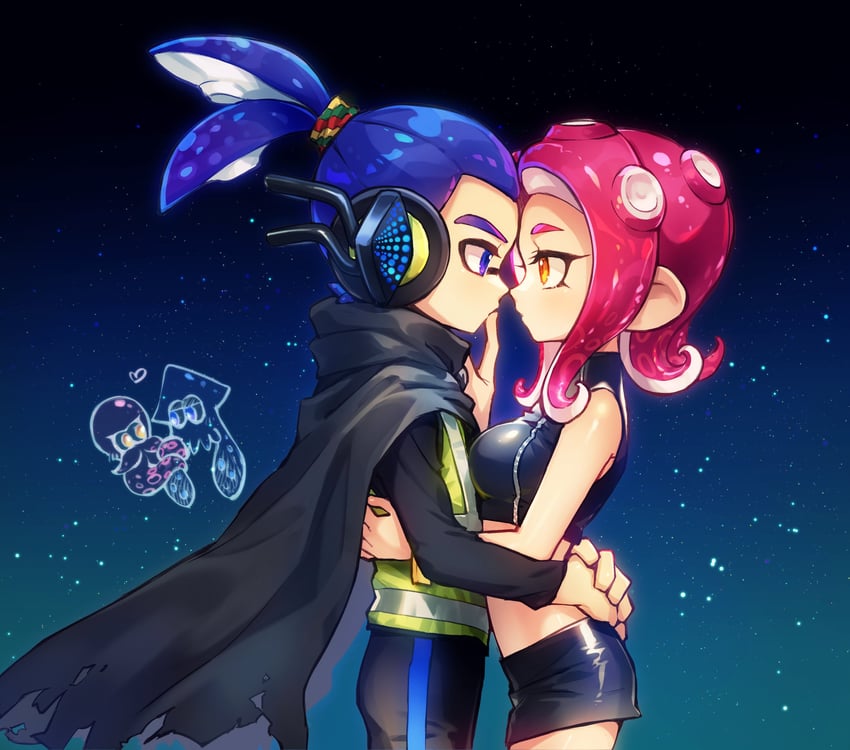 inkling player character, octoling player character, octoling girl, inkling boy, agent 8, and 1 more (splatoon and 2 more) drawn by ot_rihto