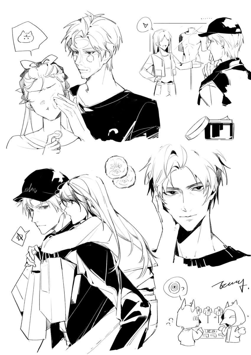 protagonist, sylus, luke, and kieran (love and deepspace) drawn by musheieazg