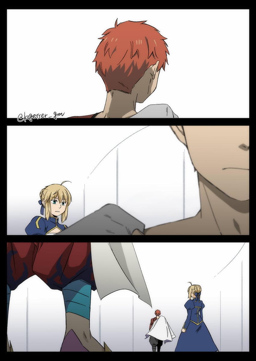 artoria pendragon, saber, emiya shirou, senji muramasa, and gilgamesh (fate and 1 more) drawn by moonlight_0423