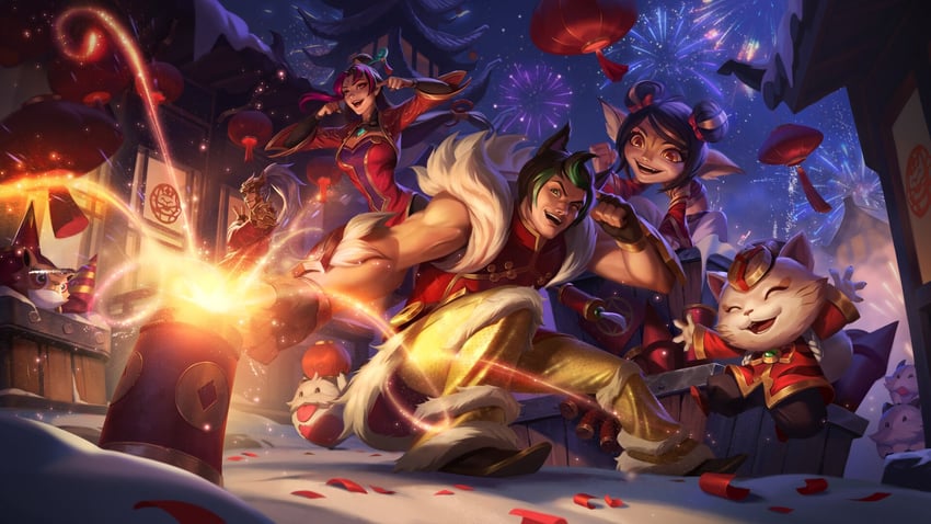 sett, tristana, teemo, poro, diana, and 5 more (league of legends) drawn by lionsong