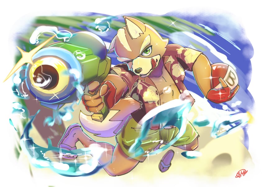 fox mccloud (super smash bros. and 1 more) drawn by enso_turtle