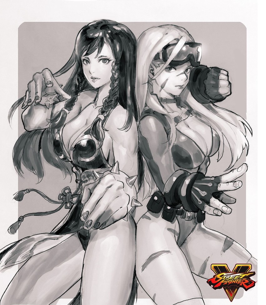 chun-li, cammy white, and battle outfit cammy (street fighter and 1 more) drawn by nax