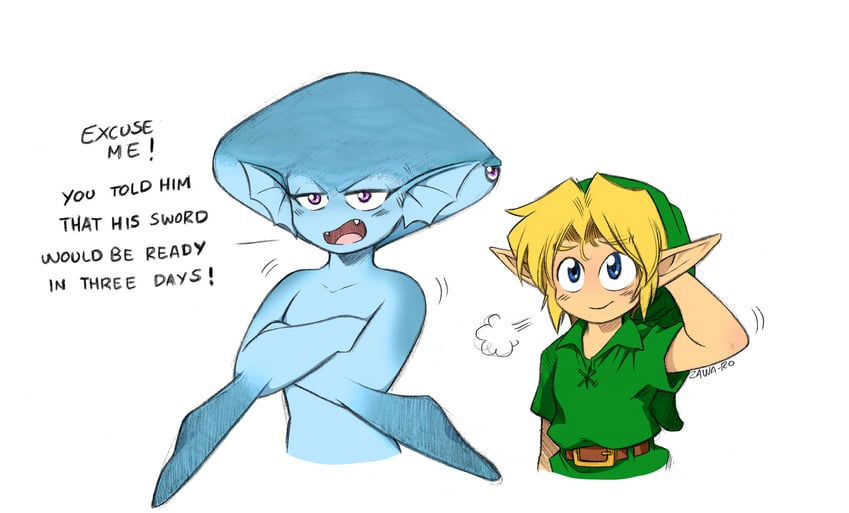 link, young link, and princess ruto (the legend of zelda and 1 more) drawn by superiordutchsauce
