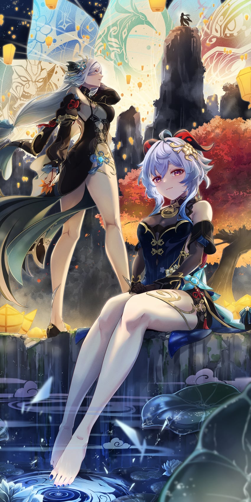 ganyu, xianyun, and shenhe (genshin impact) drawn by taiju_(gr09kuma)
