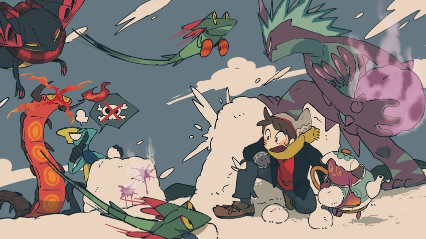 victor, inteleon, dreepy, dragapult, toxtricity, and 2 more (pokemon and 1 more) drawn by mashita._(mentaiko_omoti)