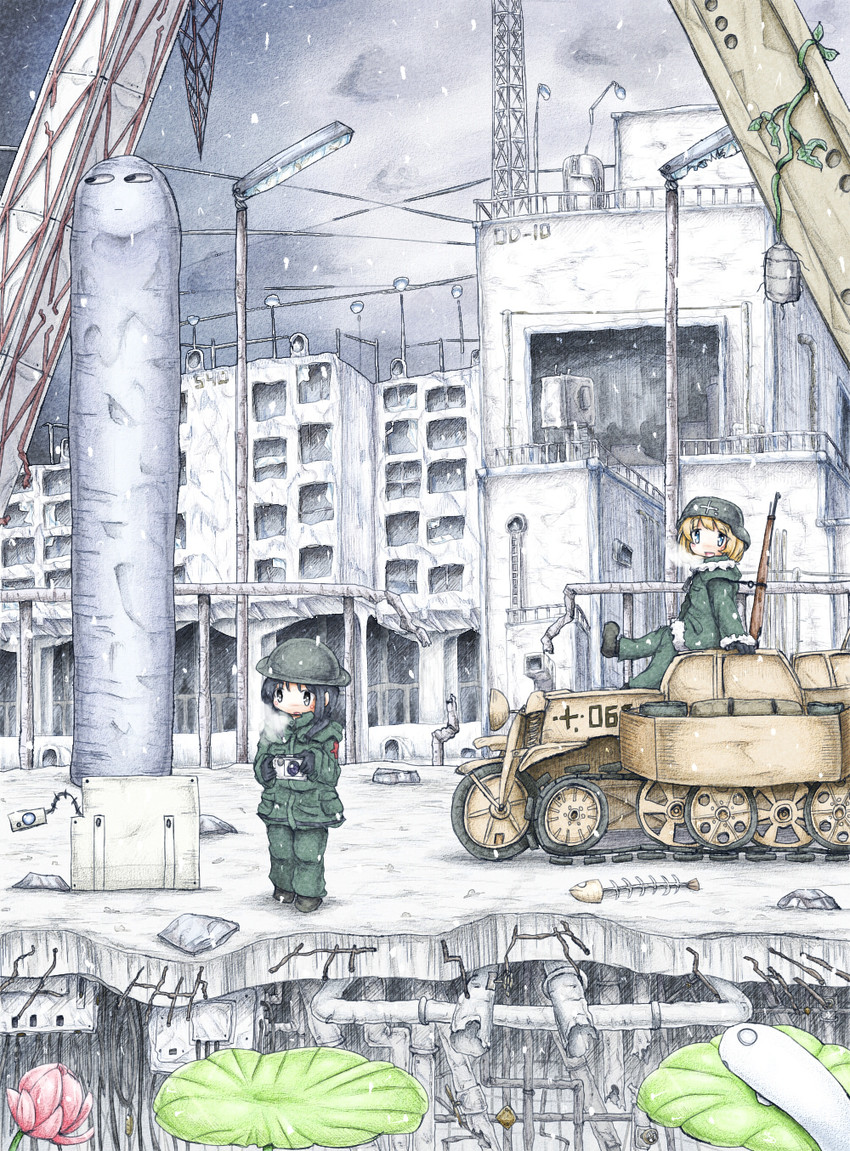 chito, yuuri, and nuko (shoujo shuumatsu ryokou) drawn by ys_(ytoskyoku-57)