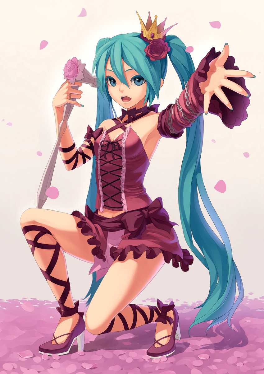 hatsune miku (vocaloid and 3 more) drawn by fkey