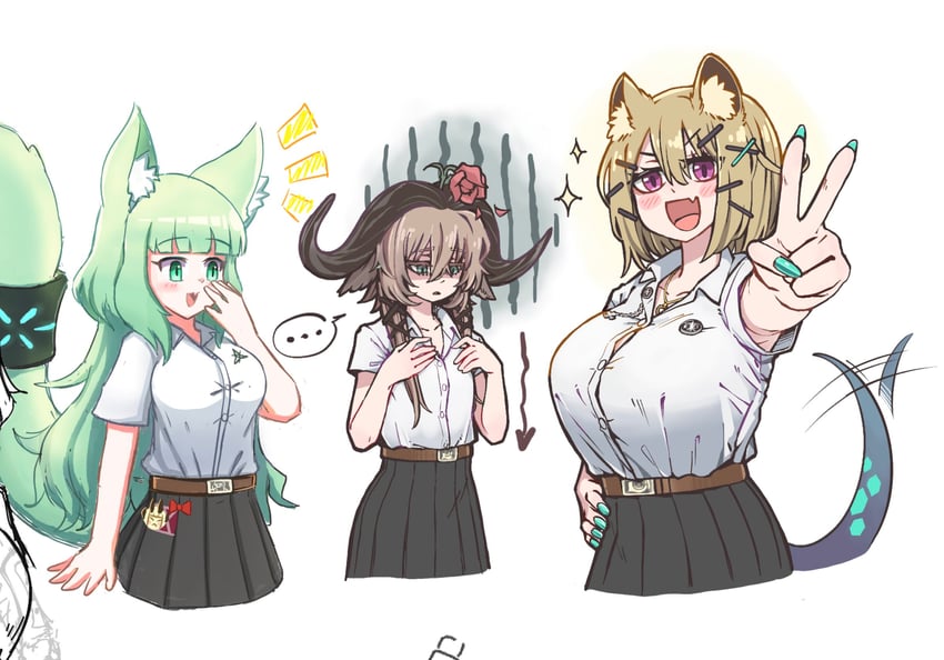 utage, harmonie, and pallas (arknights) drawn by d-flag_shelter