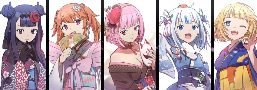 gawr gura, mori calliope, ninomae ina'nis, takanashi kiara, and watson amelia (hololive and 1 more) drawn by yuikannon