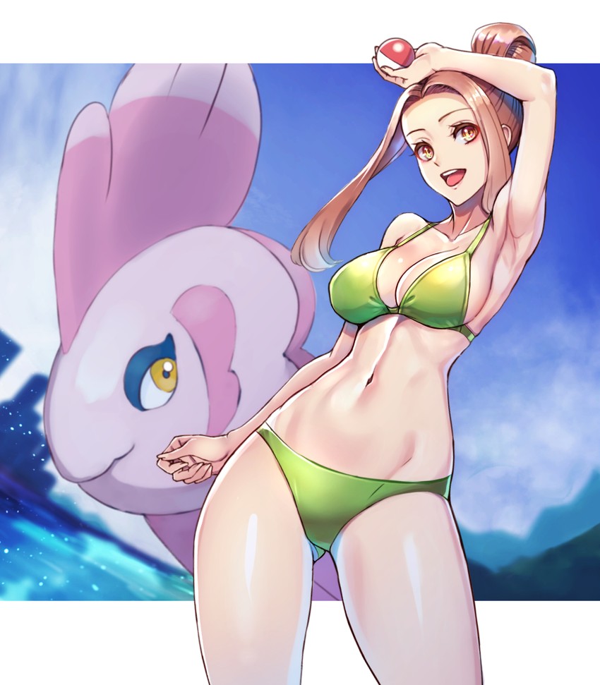 swimmer and alomomola (pokemon and 1 more) drawn by yasu_suupatenin
