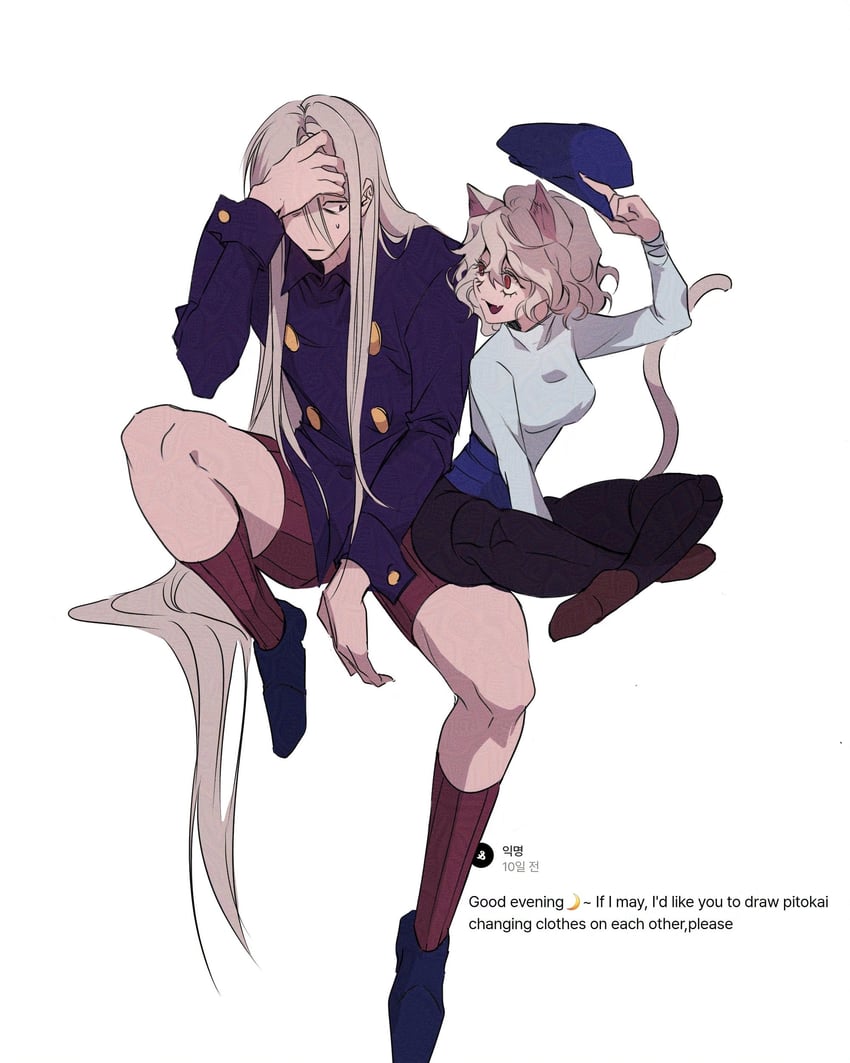 neferpitou and kite (hunter x hunter) drawn by k_miousss