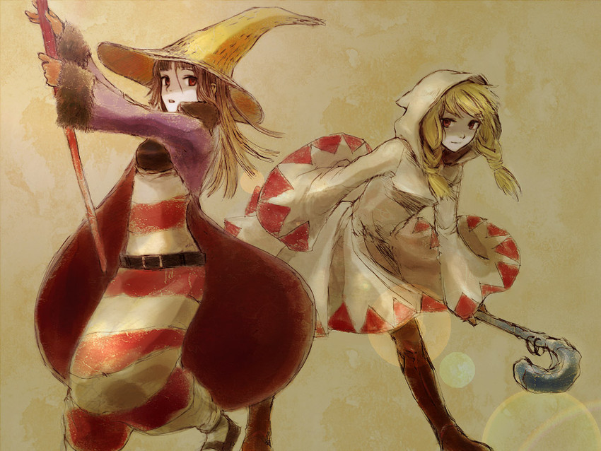 white mage and black mage (final fantasy and 1 more) drawn by kno_(anahita)