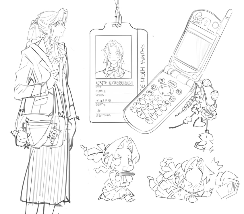 aerith gainsborough (final fantasy and 1 more) drawn by lentymet