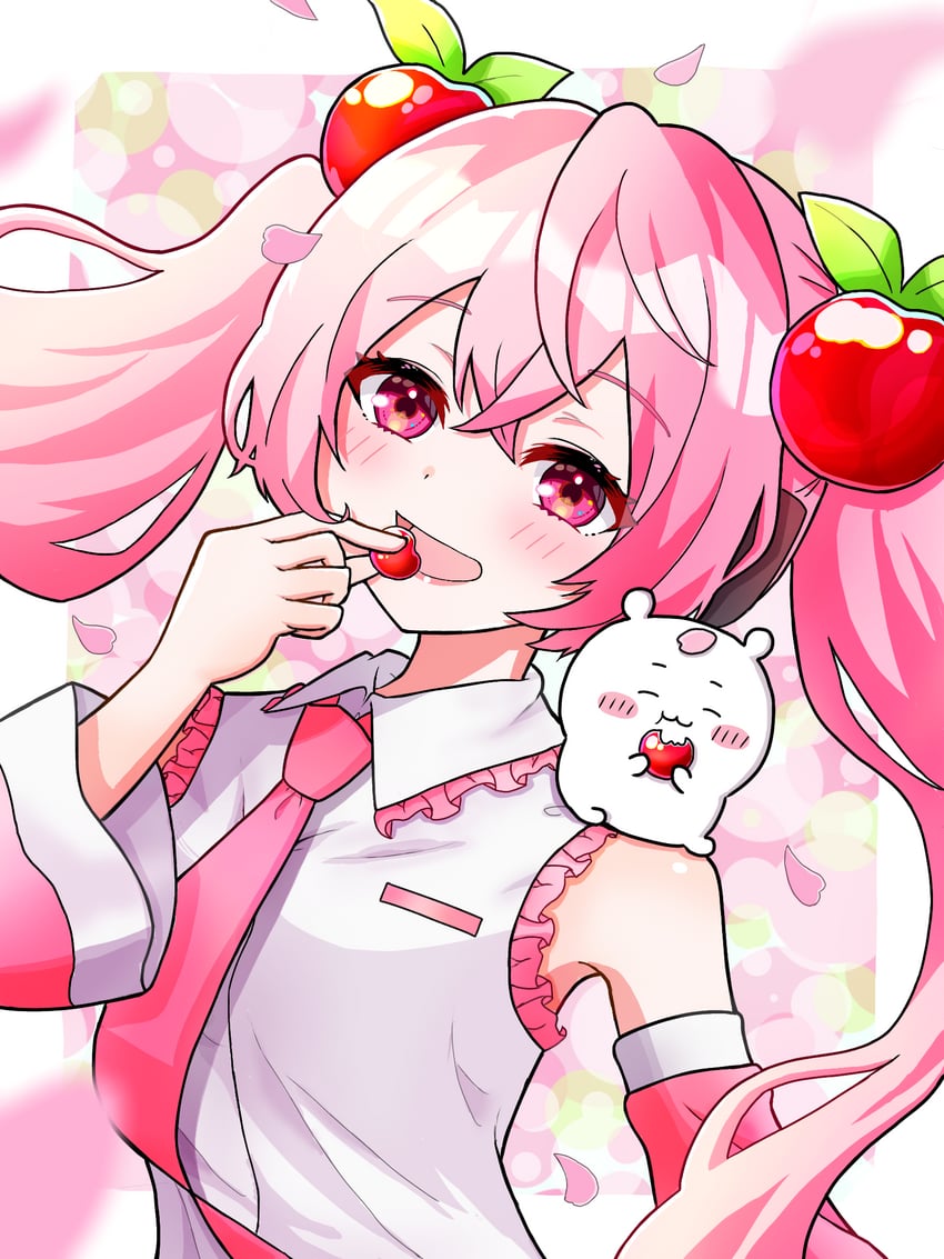 hatsune miku, sakura miku, and chiikawa (vocaloid and 1 more) drawn by uzuki_sena