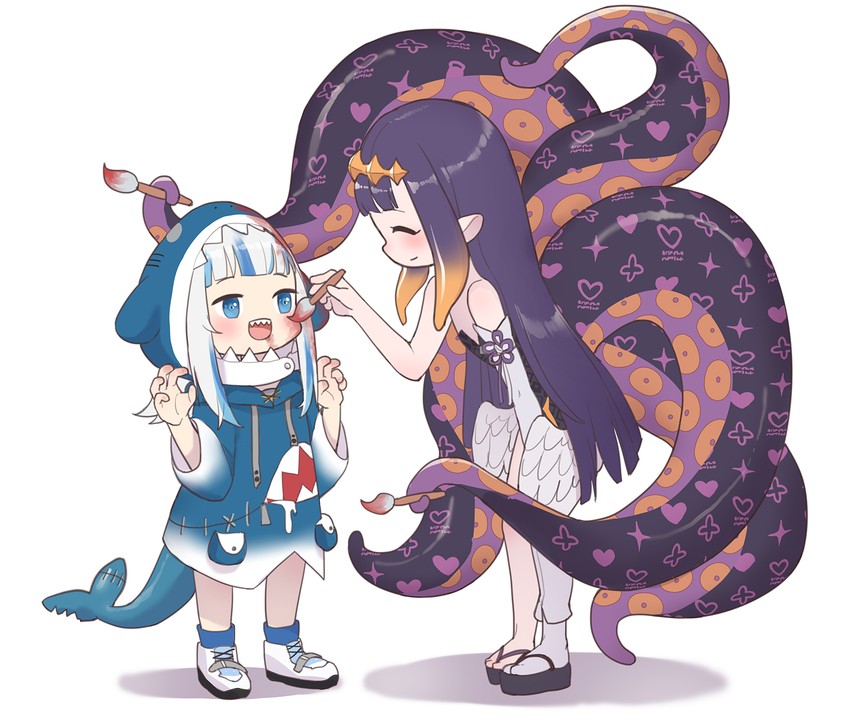 gawr gura and ninomae ina'nis (hololive and 1 more) drawn by mr.lime