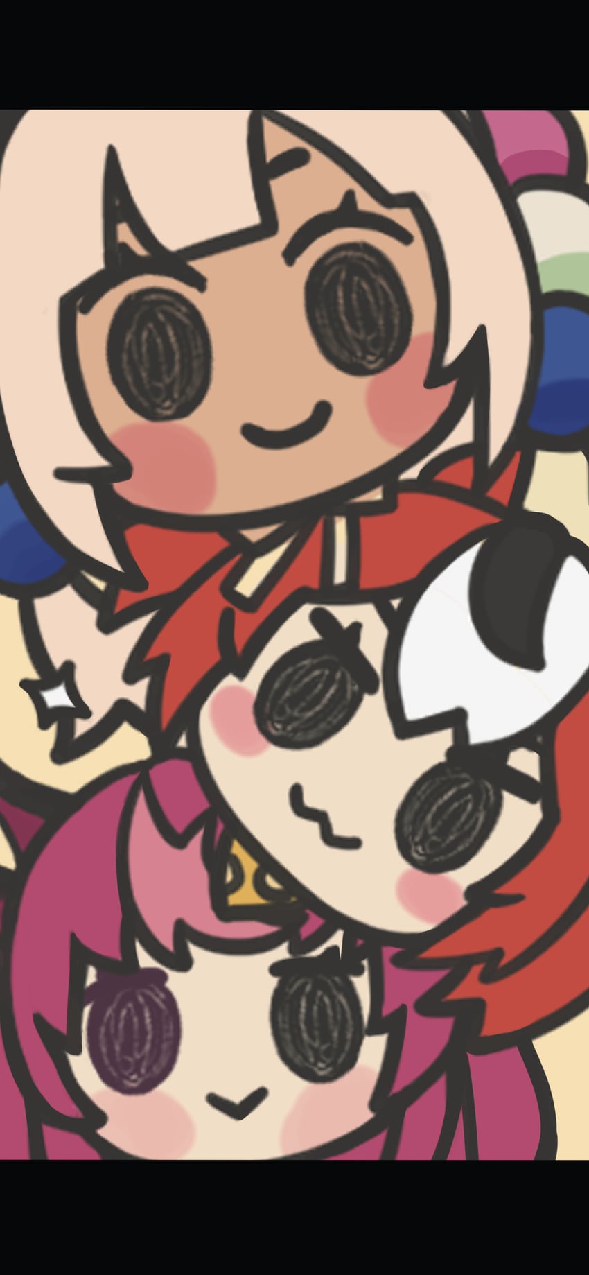 hakos baelz, irys, tsukumo sana, smol irys, smol baelz, and 1 more (hololive and 1 more) drawn by resu_desu
