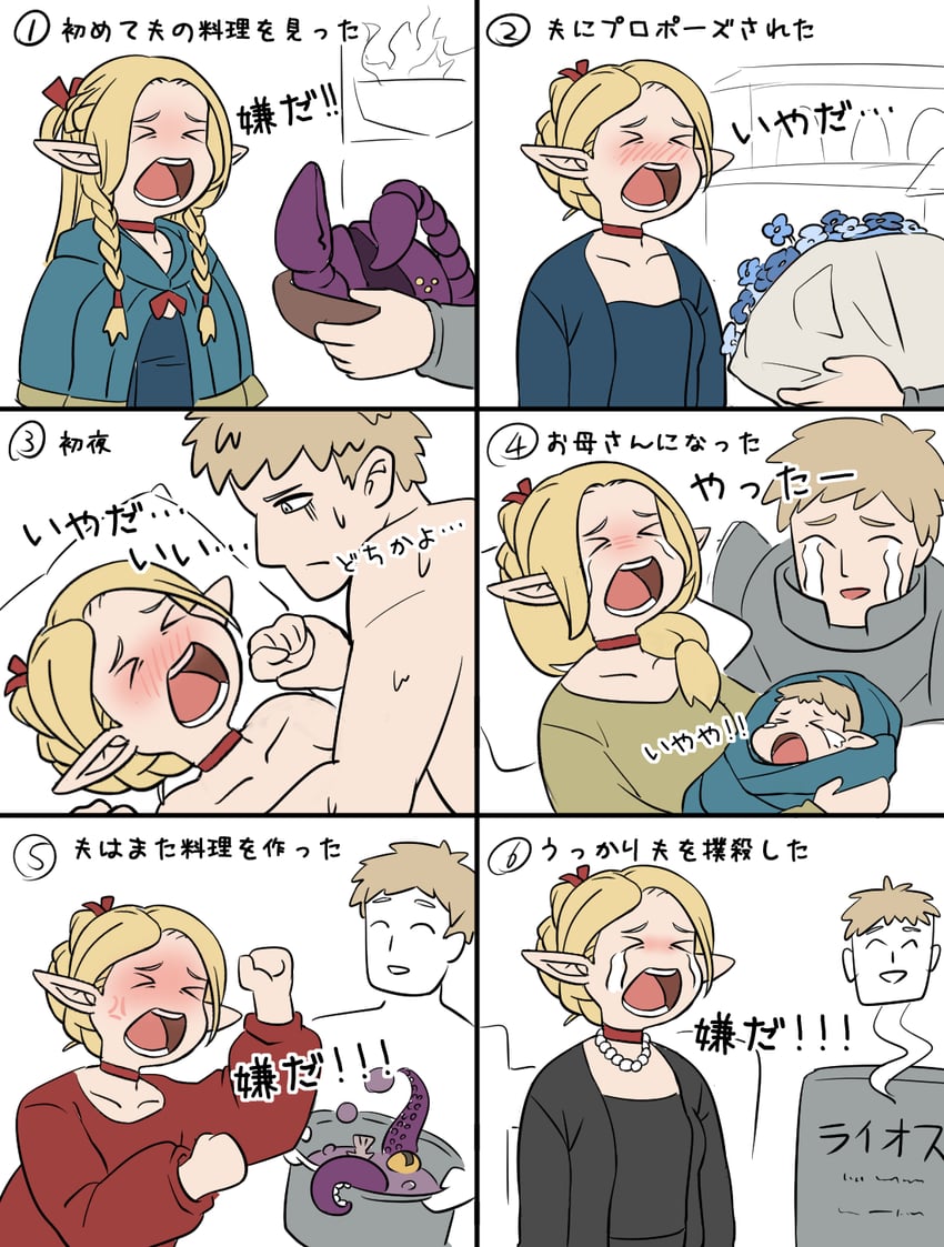 marcille donato and laios touden (dungeon meshi) drawn by haihara_yuuya