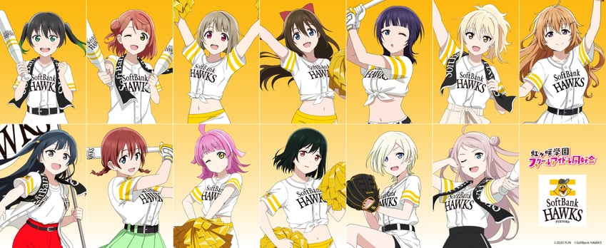 yuki setsuna, uehara ayumu, takasaki yu, osaka shizuku, tennoji rina, and 8 more (love live! and 2 more)