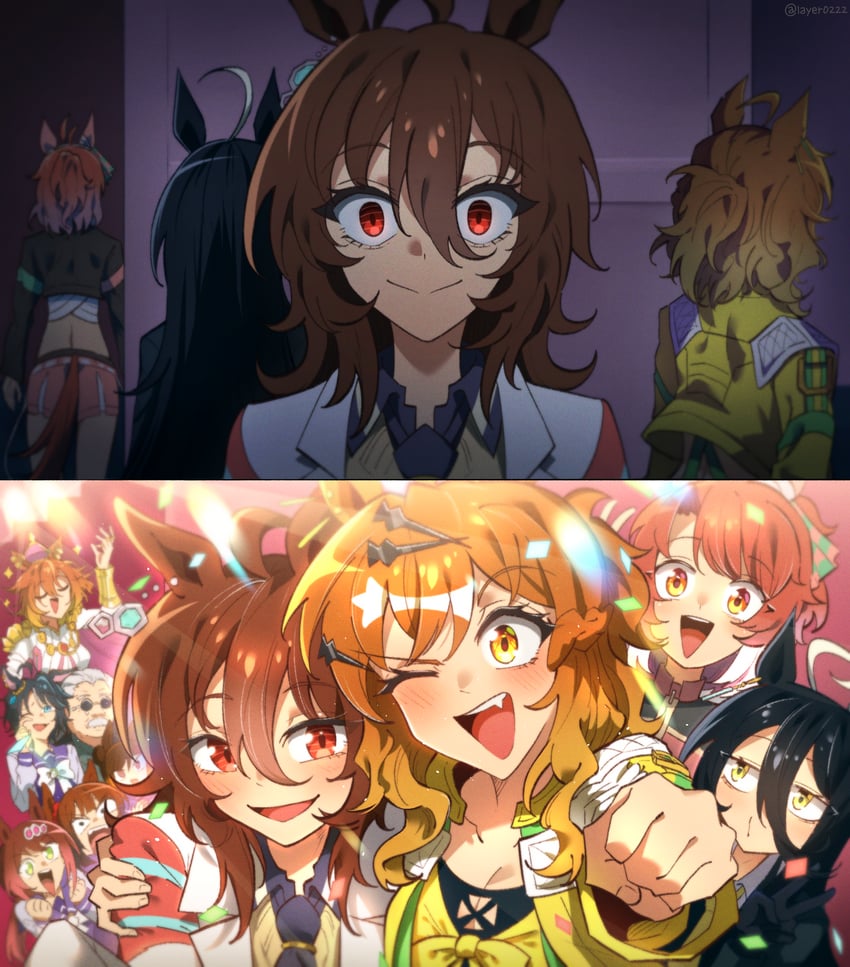 agnes tachyon, manhattan cafe, t.m. opera o, jungle pocket, dantsu flame, and 5 more (umamusume and 1 more) drawn by layer_(layer_illust)