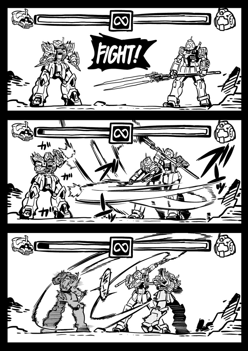 efreet schneid and gm ii semi striker (original and 2 more) drawn by kato_takuji