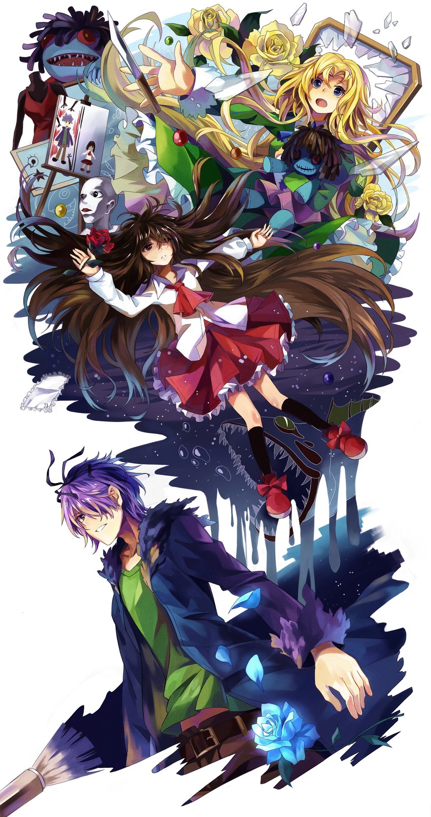 ib, mary, garry, and doll (ib) drawn by neko_(yanshoujie)