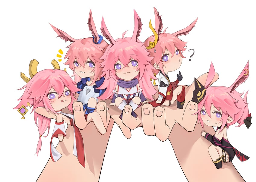 yae miko, yae sakura, sakura ayane, and yae kasumi (genshin impact and 3 more) drawn by shiba257