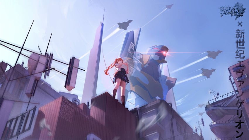 eva 00 and frederica nikola tesla (honkai and 3 more) drawn by gao_guangyue