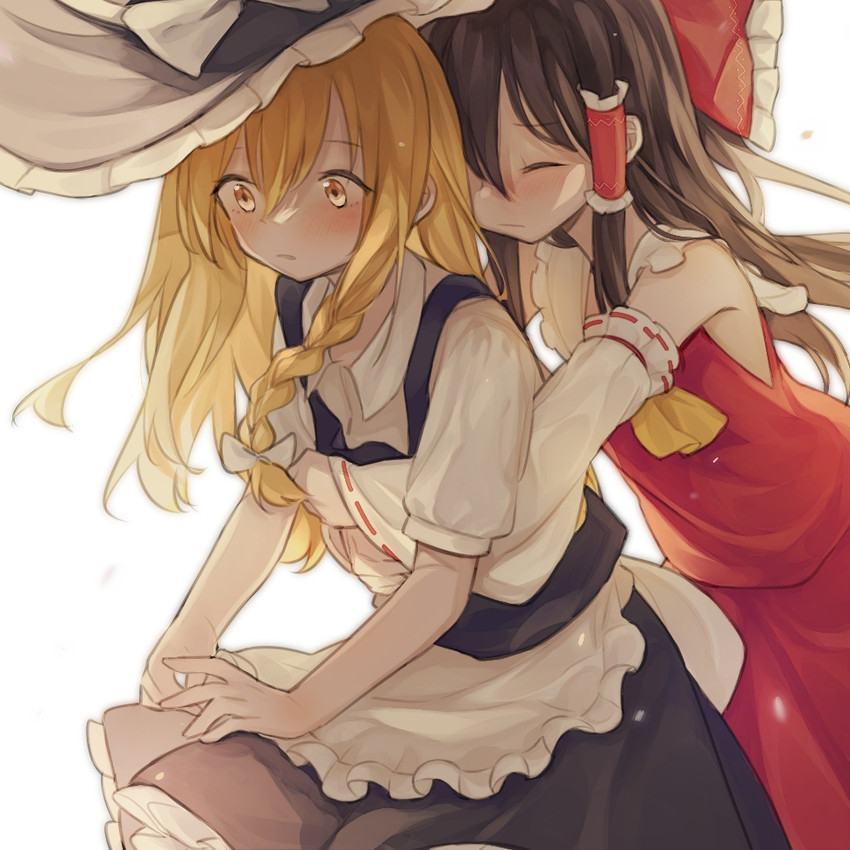 hakurei reimu and kirisame marisa (touhou) drawn by inuko_(ink0425)