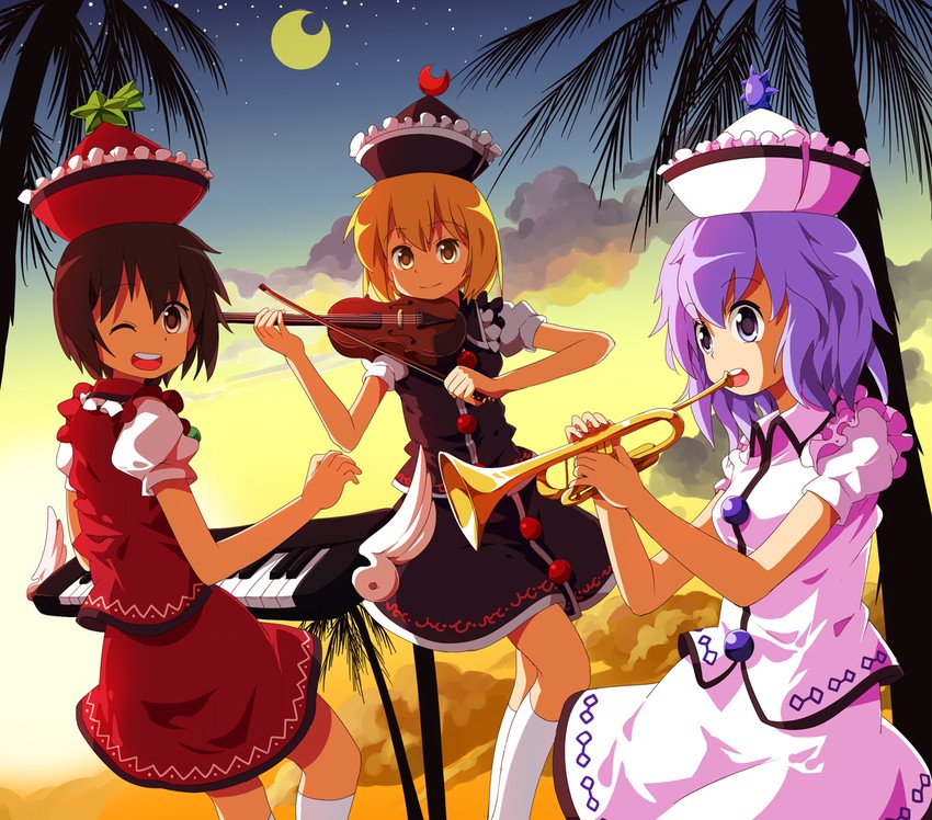 lunasa prismriver, merlin prismriver, and lyrica prismriver (touhou) drawn by ruu_(tksymkw)
