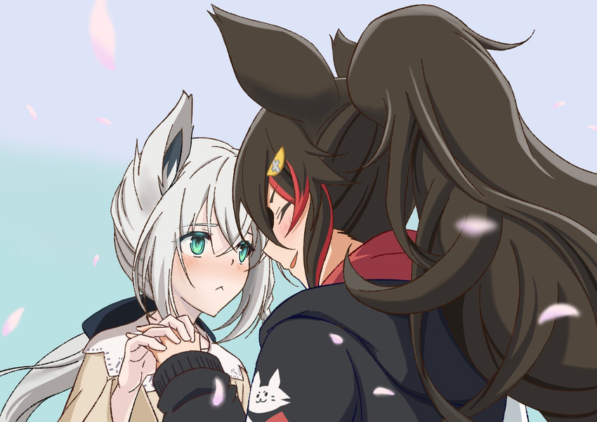 shirakami fubuki and ookami mio (hololive) drawn by yoshino_kagami